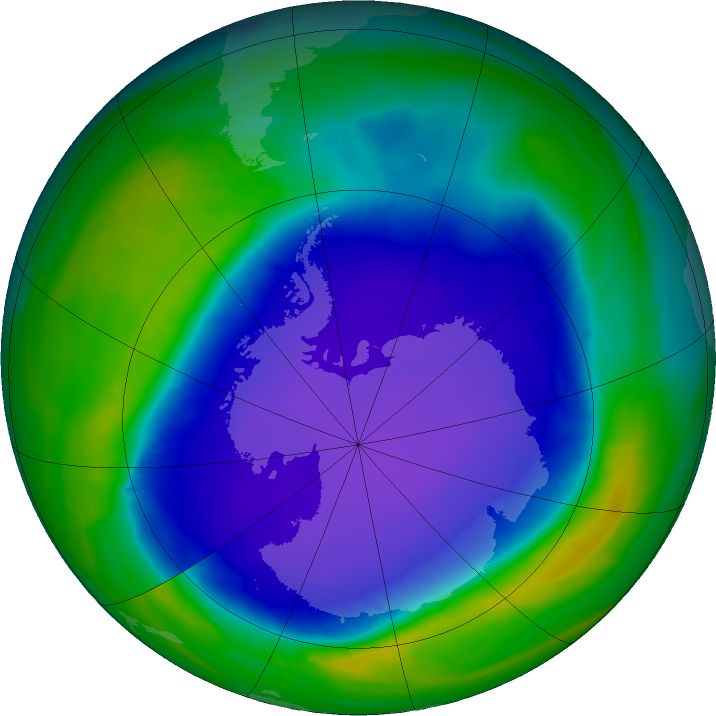 Antarctic ozone map for 27 October 2015